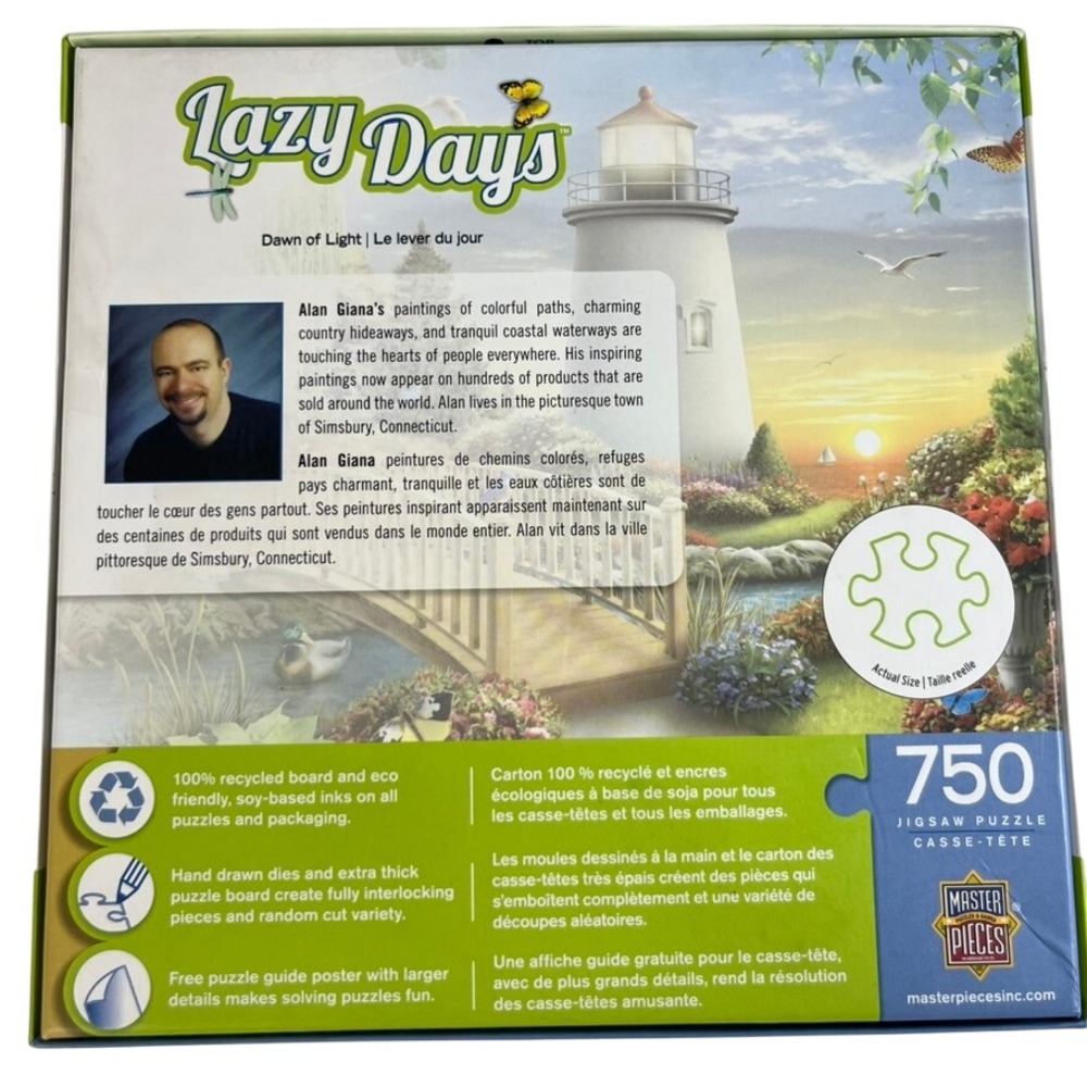 Master Pieces Lazy Days Lighthouse 750 Piece Jigsaw Puzzle with Poster - Picture 4 of 4